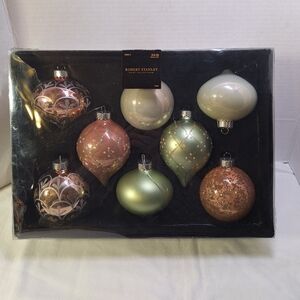 Robert Stanley Glass Ornaments Set Of 8 From 2018 Sparkle Marbled Solid